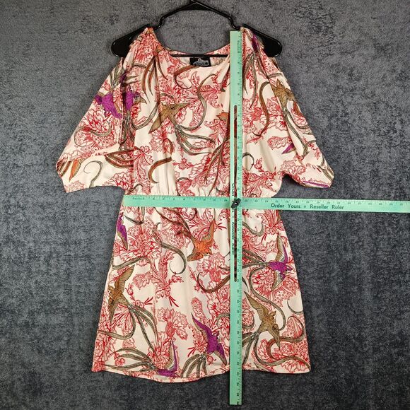 Angie Dress Women Large Red Swallow Print Cold Shoulder Rockabilly Tattoo - Picture 4 of 13